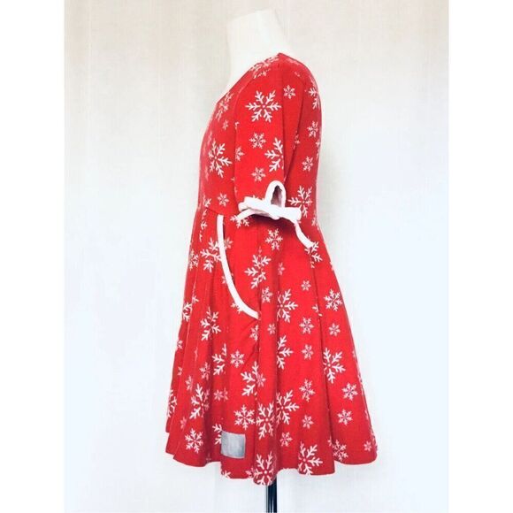 Eleanore Rose Girls 5/6 Red Knit Hadlee Circle Snowflake Dress - Picture 3 of 6